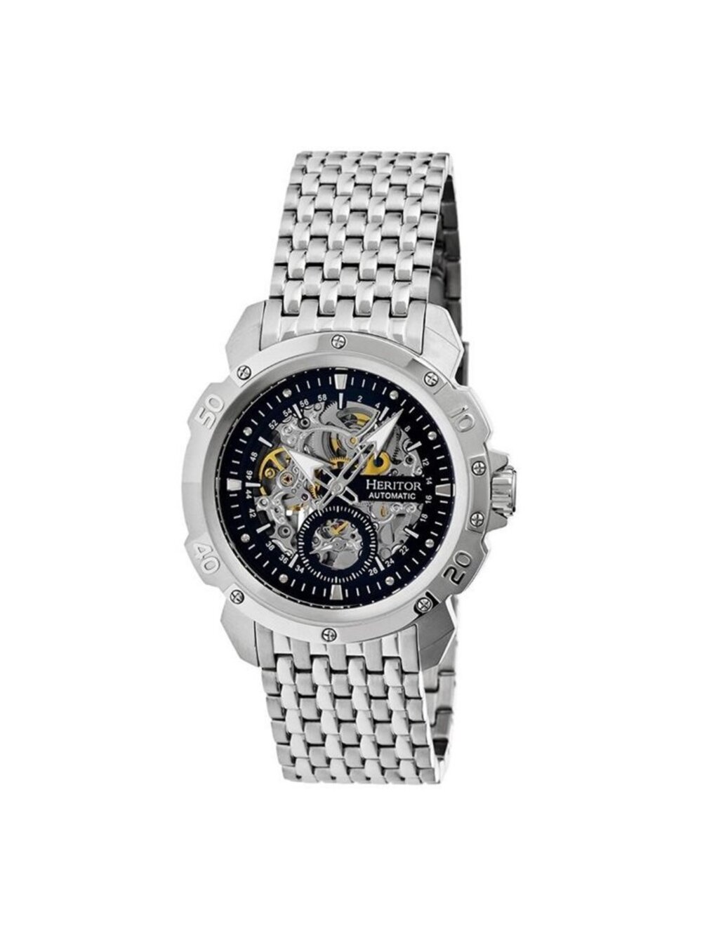 NWT Heritor Carter Automatic Black Skeleton Dial Stainless Steel Men's Watch